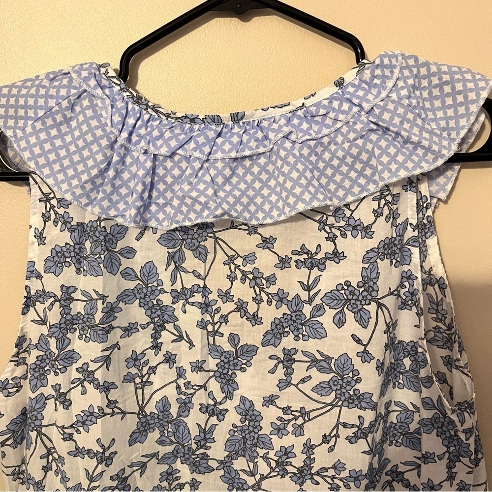 Floral Sleeveless Cotton Dress with Ruffle Collar - Picture 5 of 7